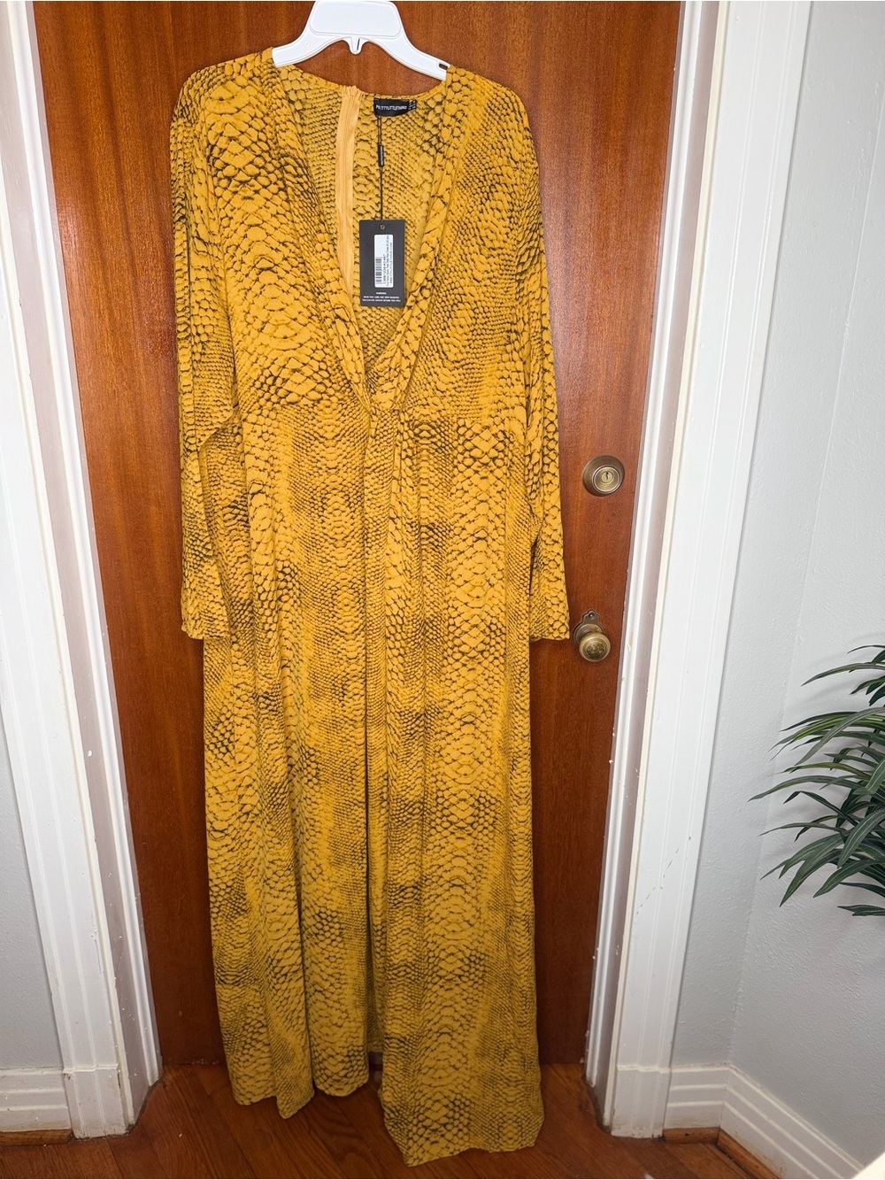 Boohoo Mustard Snake-Print Maxi Dress